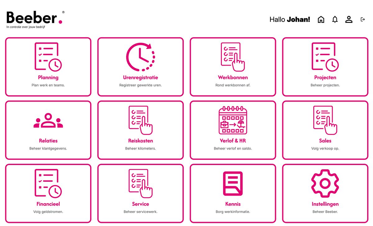 Screenshot van de Beeber-webapp
